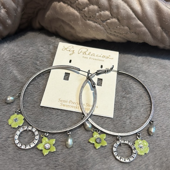 Liz Palacios Hoop Earrings with Enamel & Crystals-Boutique - Picture 2 of 5